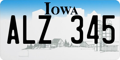 IA license plate ALZ345