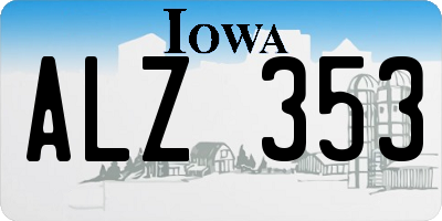 IA license plate ALZ353