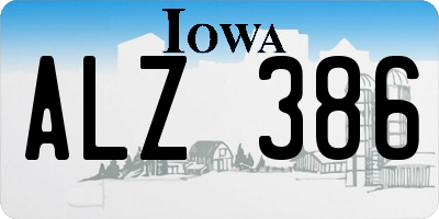 IA license plate ALZ386