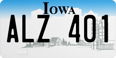 IA license plate ALZ401