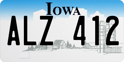 IA license plate ALZ412