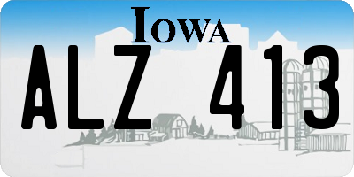 IA license plate ALZ413