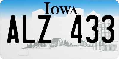 IA license plate ALZ433