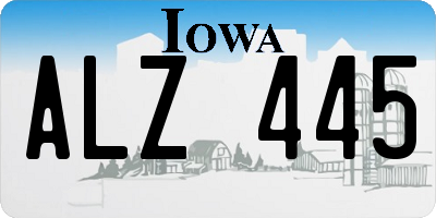 IA license plate ALZ445