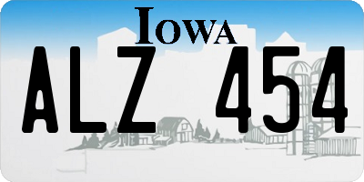 IA license plate ALZ454
