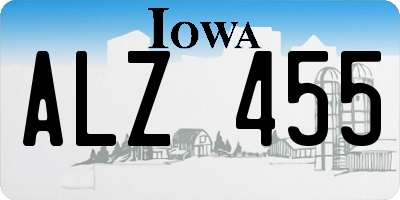 IA license plate ALZ455