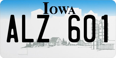 IA license plate ALZ601