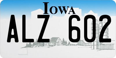 IA license plate ALZ602