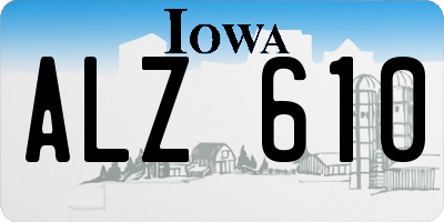 IA license plate ALZ610