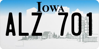 IA license plate ALZ701