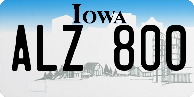 IA license plate ALZ800