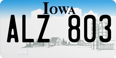 IA license plate ALZ803