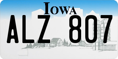 IA license plate ALZ807