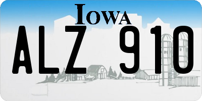 IA license plate ALZ910
