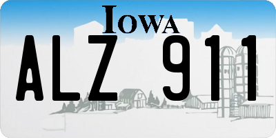 IA license plate ALZ911