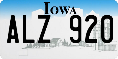 IA license plate ALZ920