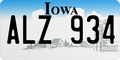 IA license plate ALZ934
