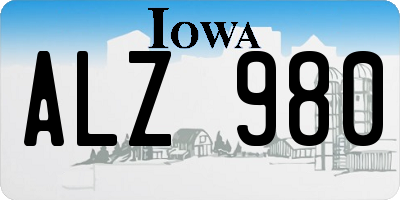 IA license plate ALZ980