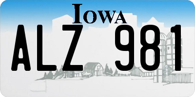 IA license plate ALZ981