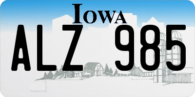 IA license plate ALZ985