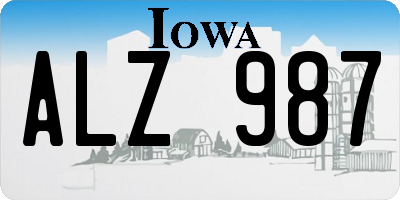 IA license plate ALZ987