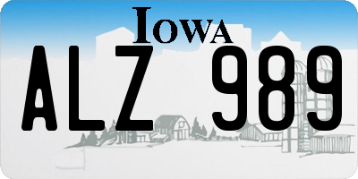 IA license plate ALZ989