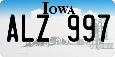 IA license plate ALZ997