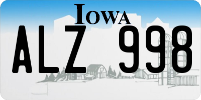 IA license plate ALZ998