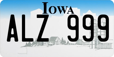 IA license plate ALZ999