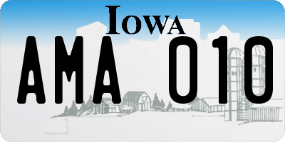IA license plate AMA010