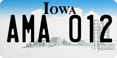 IA license plate AMA012