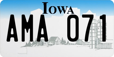 IA license plate AMA071