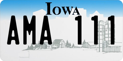 IA license plate AMA111