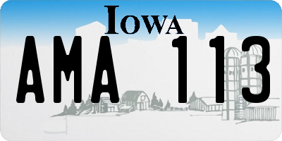 IA license plate AMA113