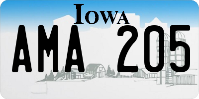 IA license plate AMA205