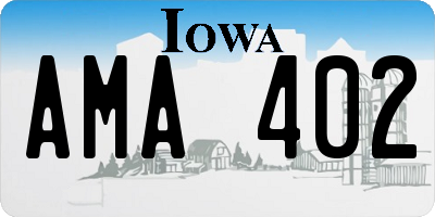 IA license plate AMA402