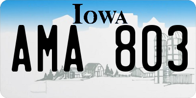 IA license plate AMA803
