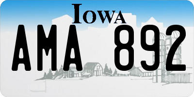 IA license plate AMA892