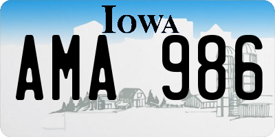 IA license plate AMA986