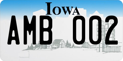 IA license plate AMB002