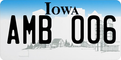 IA license plate AMB006