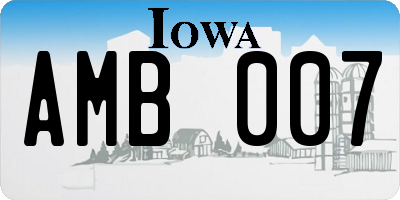 IA license plate AMB007