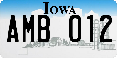 IA license plate AMB012