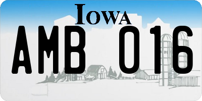 IA license plate AMB016