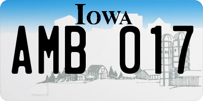 IA license plate AMB017