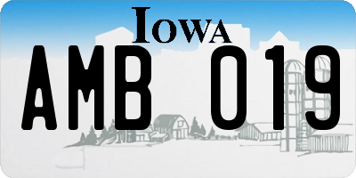 IA license plate AMB019