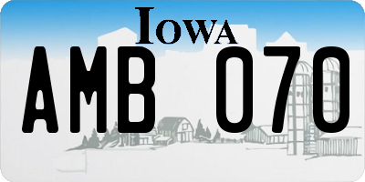 IA license plate AMB070