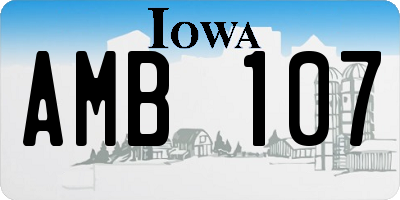 IA license plate AMB107