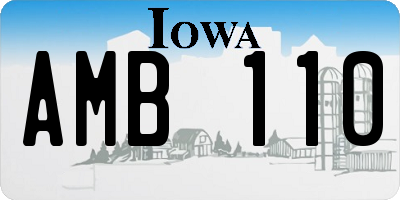 IA license plate AMB110