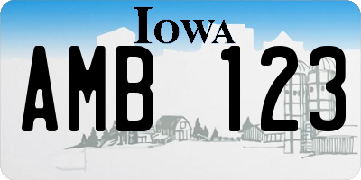 IA license plate AMB123